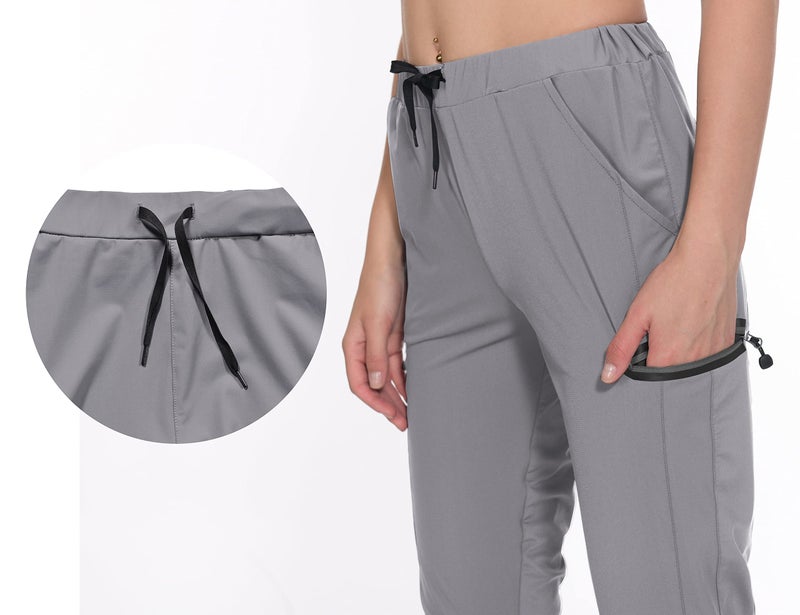 Little Donkey Andy Women's Ultra-Stretch Quick Dry Lightweight Ankle Pants Drawstring Active Travel Hiking Gray XL - Image 4